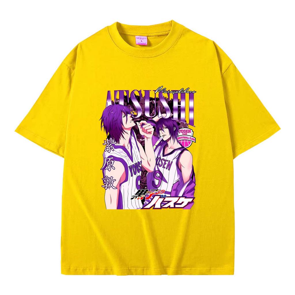 Hot‑Sale Anime Kuroko's Basketball Murasakibara Atsushi Graphic Print Unisex Comic‑Style Casual Men's Loose‑Fit Short‑Sleeve Short‑Sleeve T-shirt