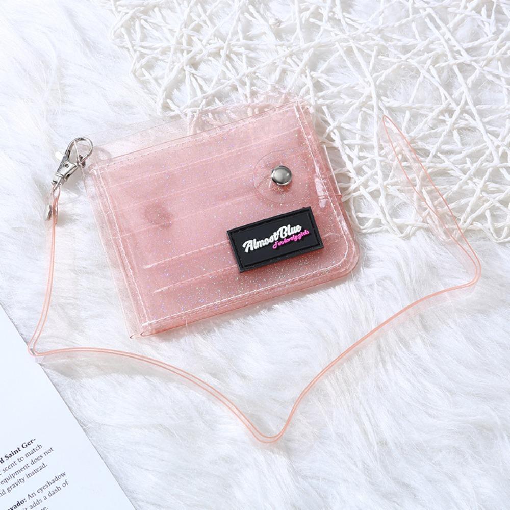 Transparente Wasserdichte Faltbare Geldbörse Kleine Kreditkartenbörse Business-Ausweis Mini-Foto-Kartenhalter Beutel Mit Halsband Geschenk