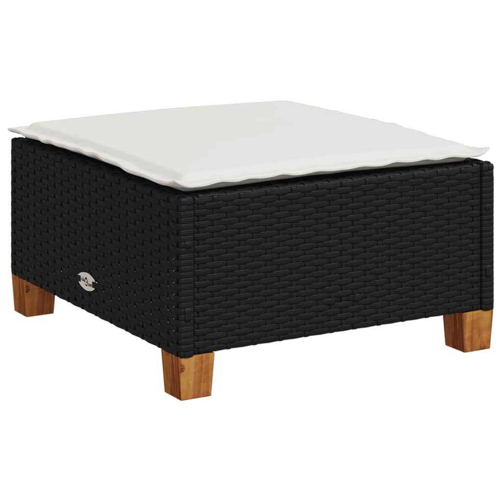 Vidaxl Sgabello da Giardino con Cuscino, Nero, 63,5X56X32 Cm, Rattan PE