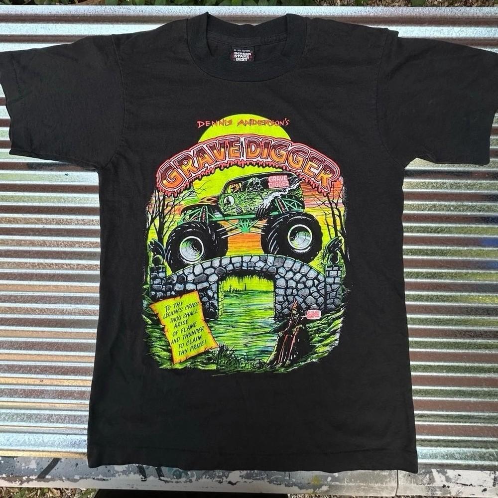 90s Grave Digger Monster Truck Black T shirt Retro style Men Women  Unisex T-Shirt XL