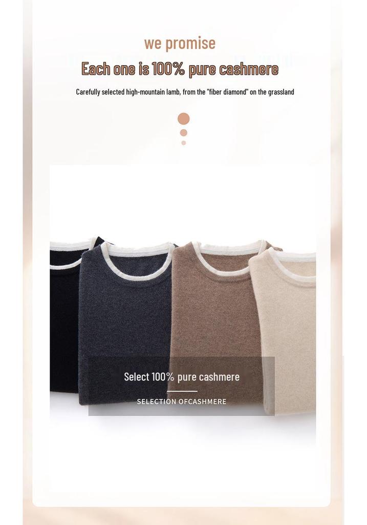 Women's 100% Cashmere Color Block Layered Knit Top - Autumn/Winter 2026 Collection