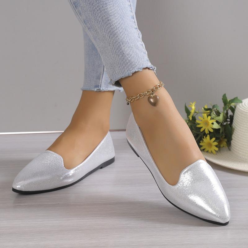 2026 Fashion Slip On Loafers Breathable Stretch Ballet Shallow Flats Women Soft Bottom Pointed Toe Boat Shoes Plus Size 43