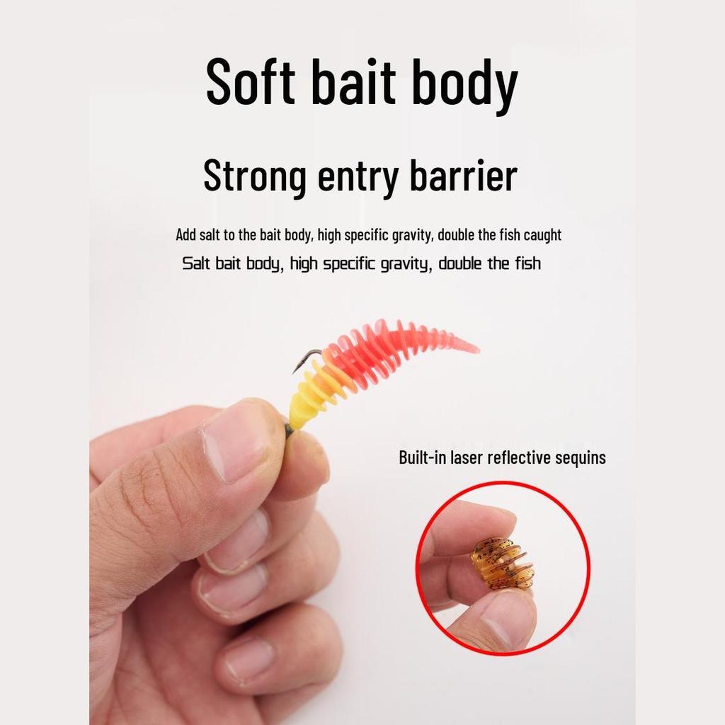 Miękka przynęta typu Grub z haczykiem - Texas Rig i Haczyk Jigowy, Idealna do łowienia przy dnie