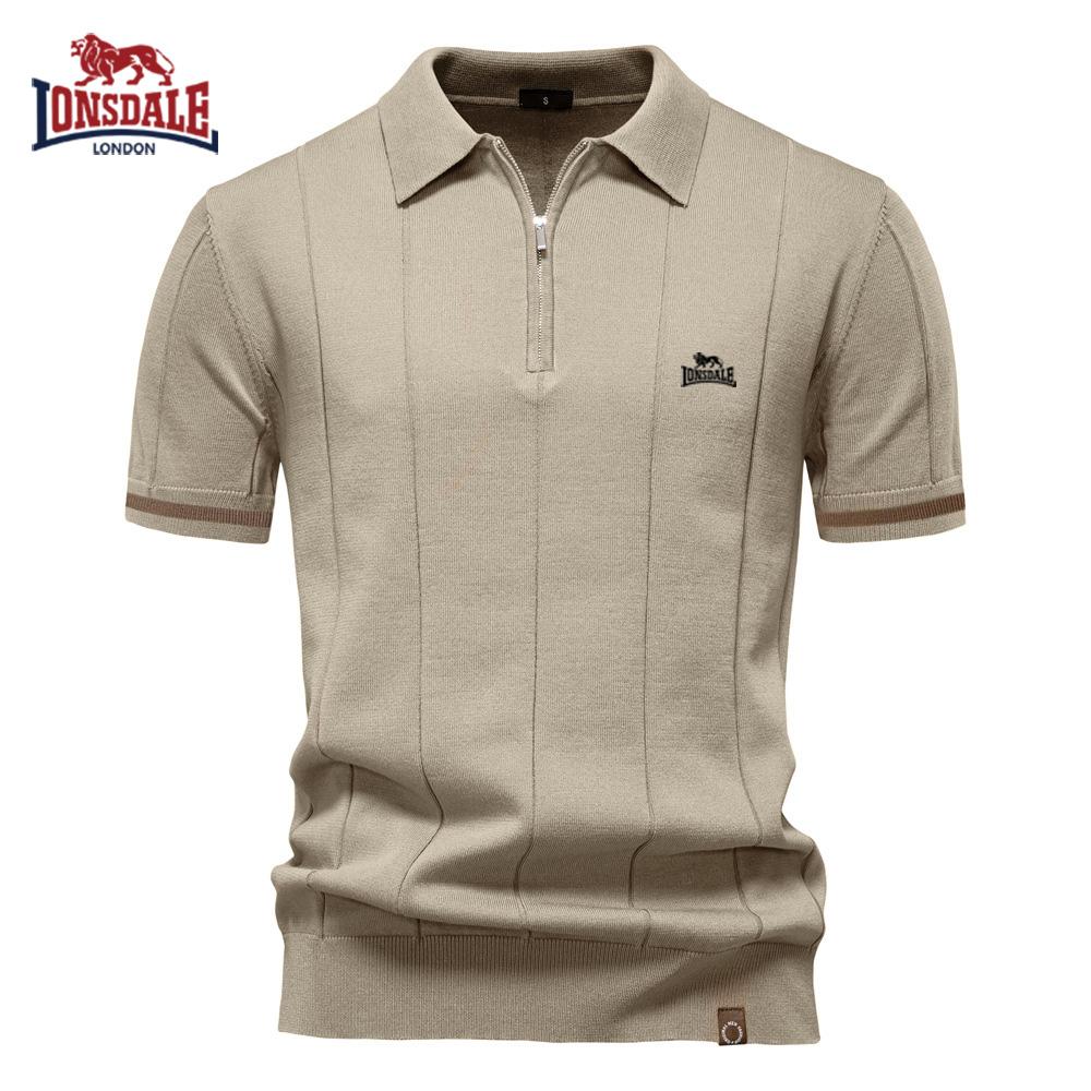 Lonsdale 2026 Весна/Лето Новая мужская шерстяная рубашка-поло в стиле business casual с вышивкой, вязаная рубашка-поло с откидным воротником, короткий рукав XL