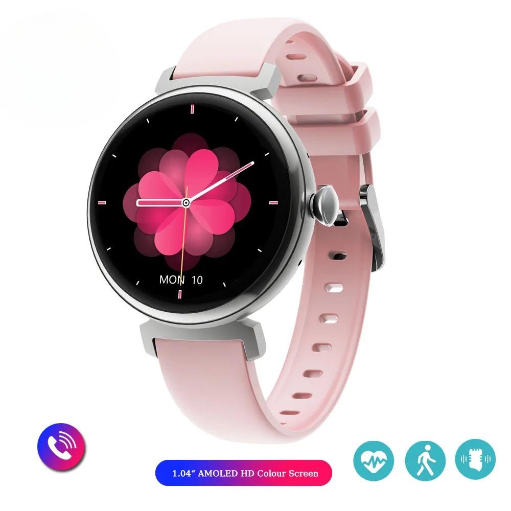 Bluetooth Call Smart Watch Screen Always Display 1.04 Inch  Screen Fashion Ladies Smartwatch Metal Body Small Screen Watch