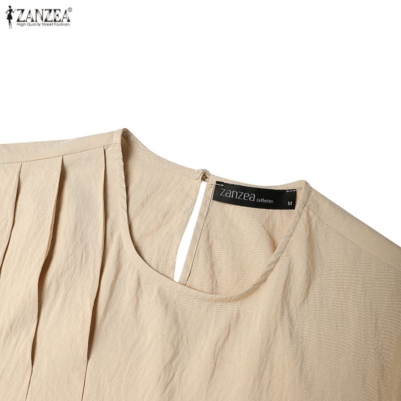 ZANZEA Women Casual Round Neck Long Sleeve Loose Muslim Dress