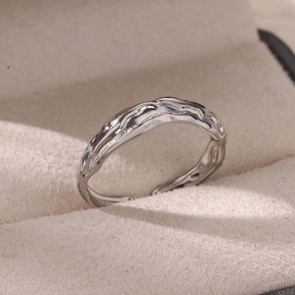 Vintage Stainless Steel Irregular Rings For Women Gold Color Geometric Openning Ring Party Christmas Jewelry Gift Bff