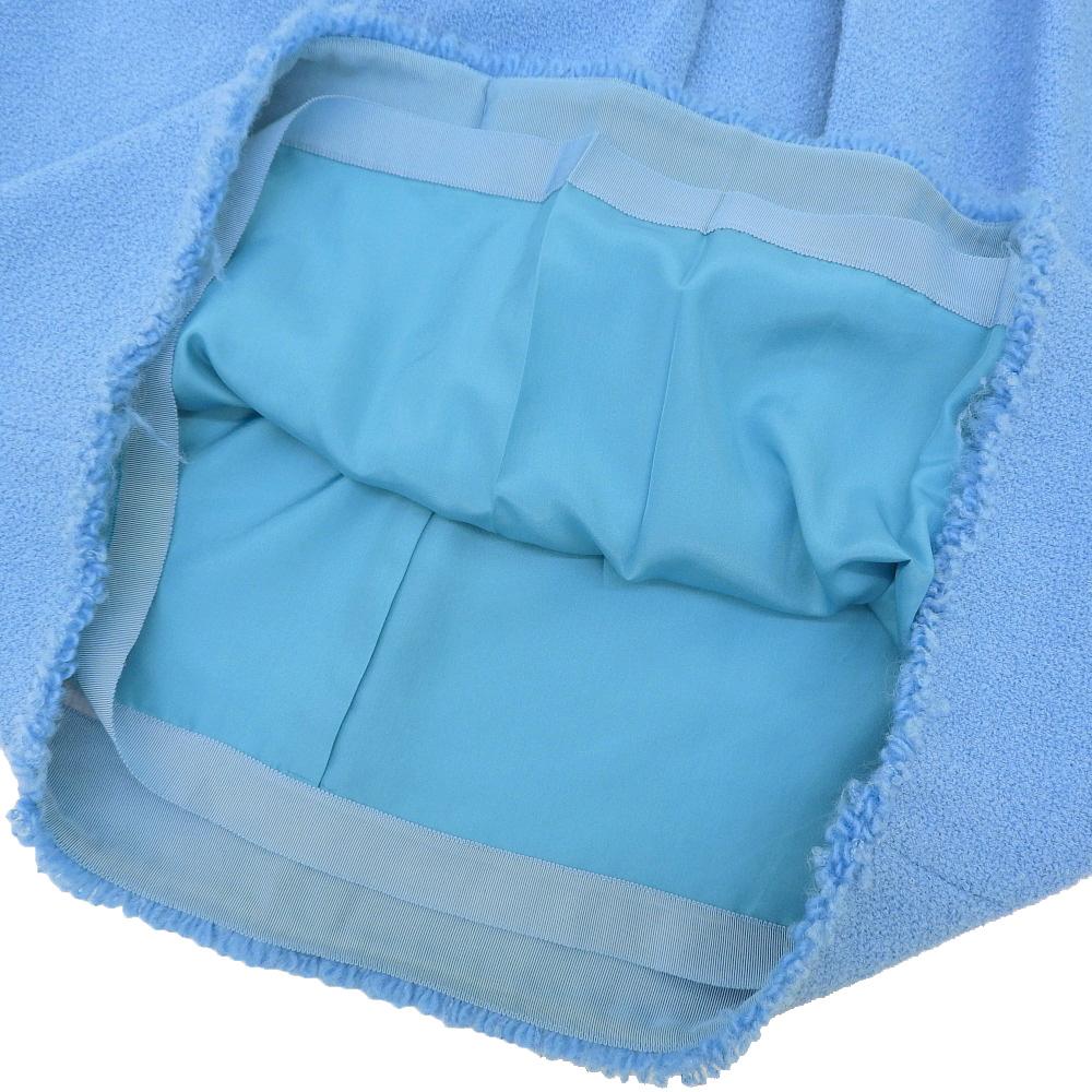 DRAWER Drawer Wool X Nylon Tweed Flared Long Skirt for Women, Blue, Size 40, 6524-299-1595 Skirt 40 blueUsed