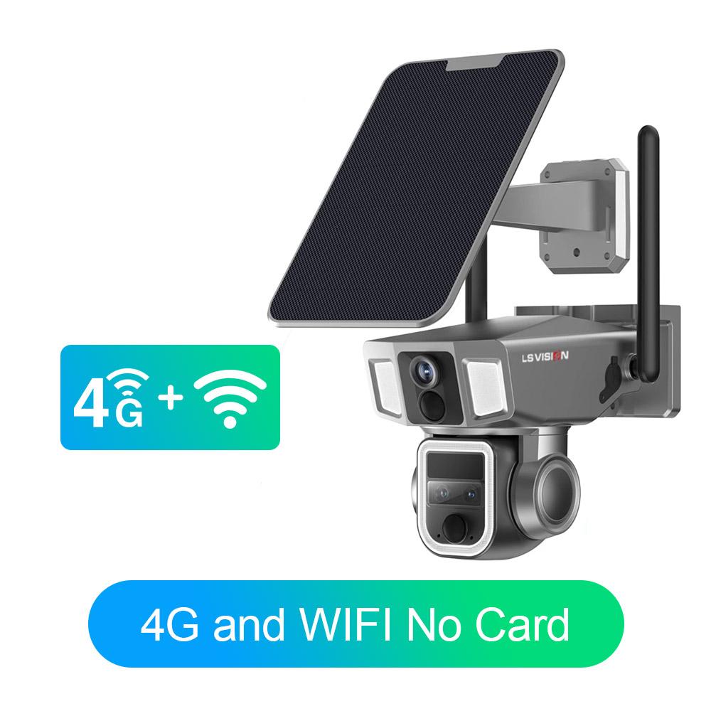 

LS VISION 4G & wifi In 1 Solar Security Camera Wireless Outdoor 6K Dual Screen 10x Zoom Auto Tracking CCTV Surveillance Cam 4G and WiFi No Card