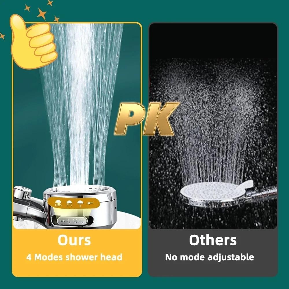 Teplota Digitální Displej Tlaková Sprchová Hlavice Černá 4 Režimy Vysoký Tlak Velký Průtok Sprejová Tryska Dešťová Koupelnová Sprcha
