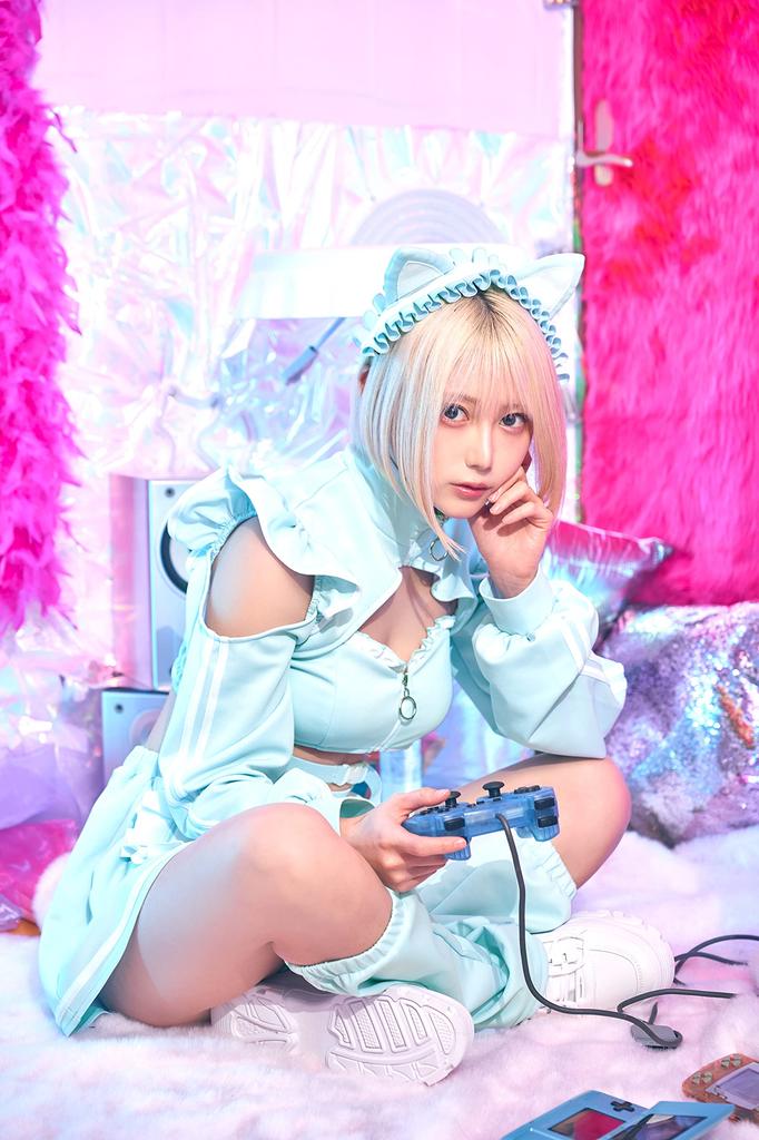 Clearstone SugarWhip Cosplay Halloween Cat Ear Jersey Maid Women's Blue