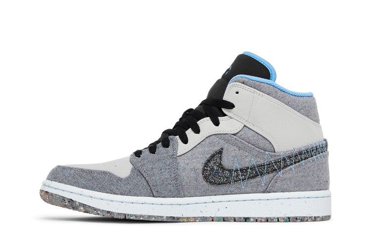 Jordan 1 Mid Crater Grey University Blue Men's Sneakers
