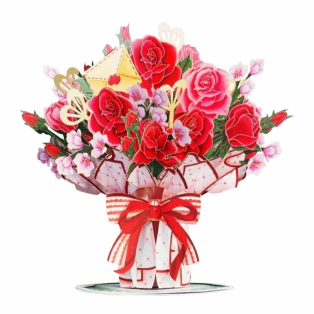 Lavender 3D Pop Up Flower Bouquet Card Romantic Wedding Blessing Card  Mothers Day