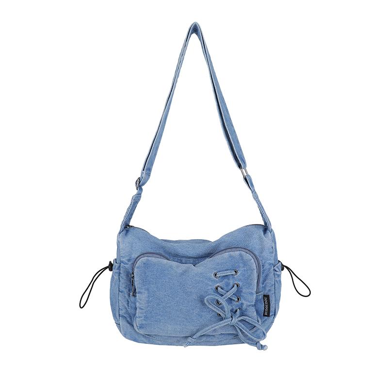 Denim Crossbody Bag Women's Underarm Bag Multi-Pocket Shoulder Bag