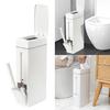 Slim Plastic Trash Can with Toilet Brush Holder 4.5L Garbage Can with Press Top