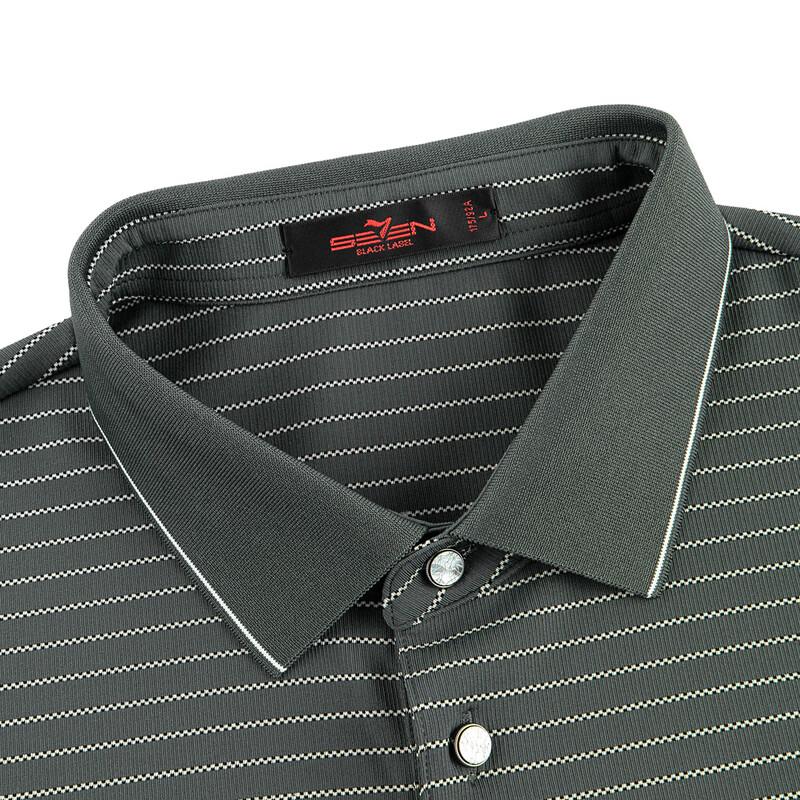 SEVEN Striped Cool-Feel Sun Protection Short Sleeve Polo Shirt