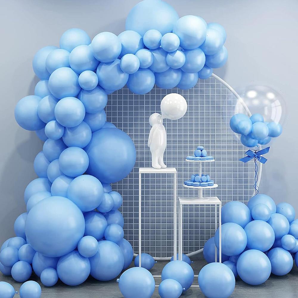 Pastel Blue Balloons Garland White Silver Balloon Arch Kit Gender Reveal Birthday Party Baby Shower Home Party Decoration Globos