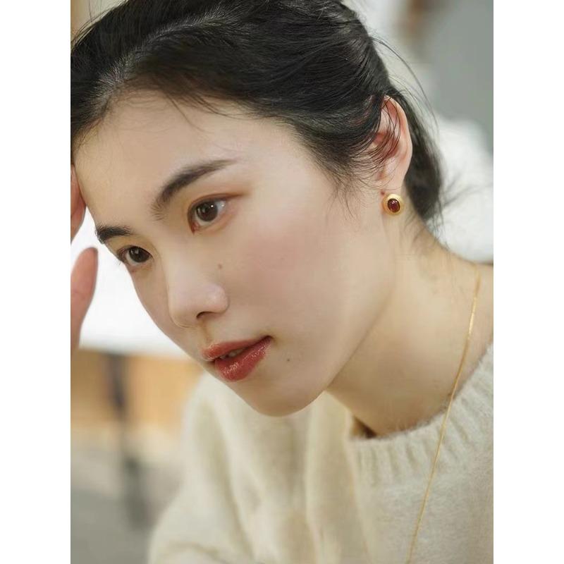 Natural Garnet Vintage Earrings