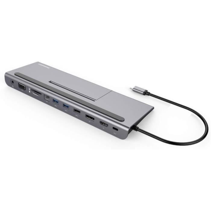 Station d'accueil USB-C MST - PREMIUM CORD - 4K - 3 écrans - 2 Ports USB 3.0 - Aluminium