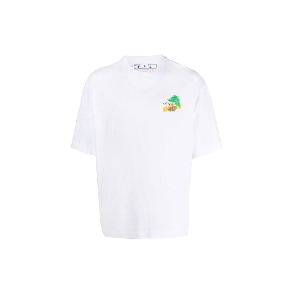 Off-White Brush Arrow Skate T-Shirt White/Multicolor Men Tops OMAA120S23JER0010184