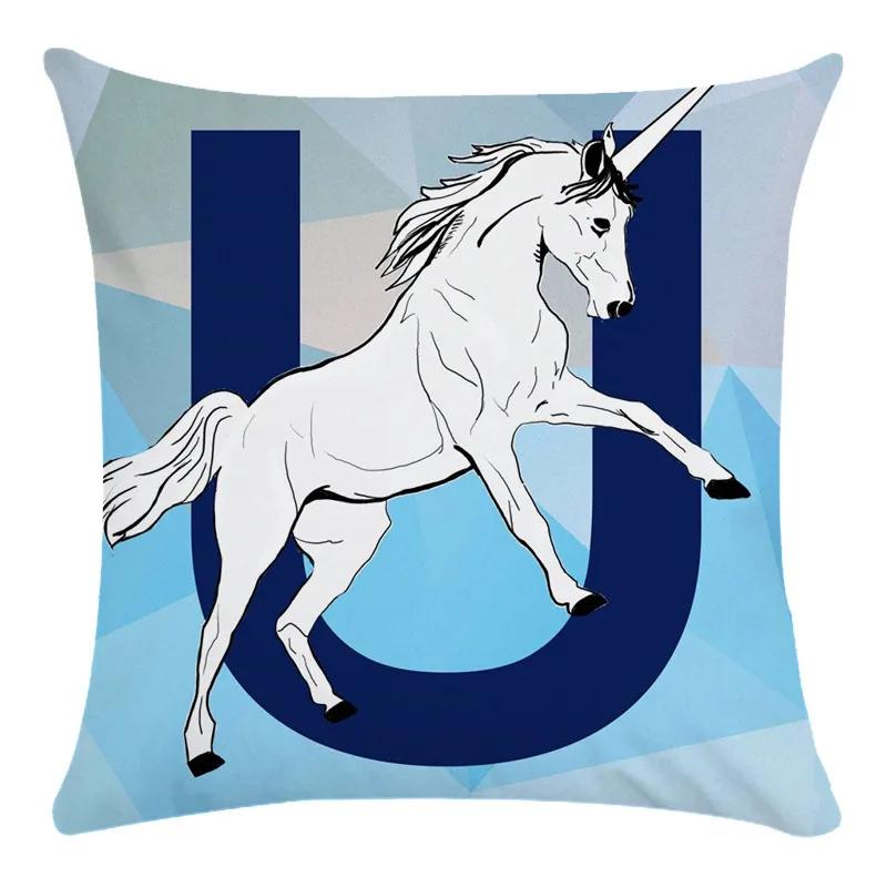 Animal Print Pillowcase Cushion Cover Super Soft Peach Skin  Fashion Blue Letter