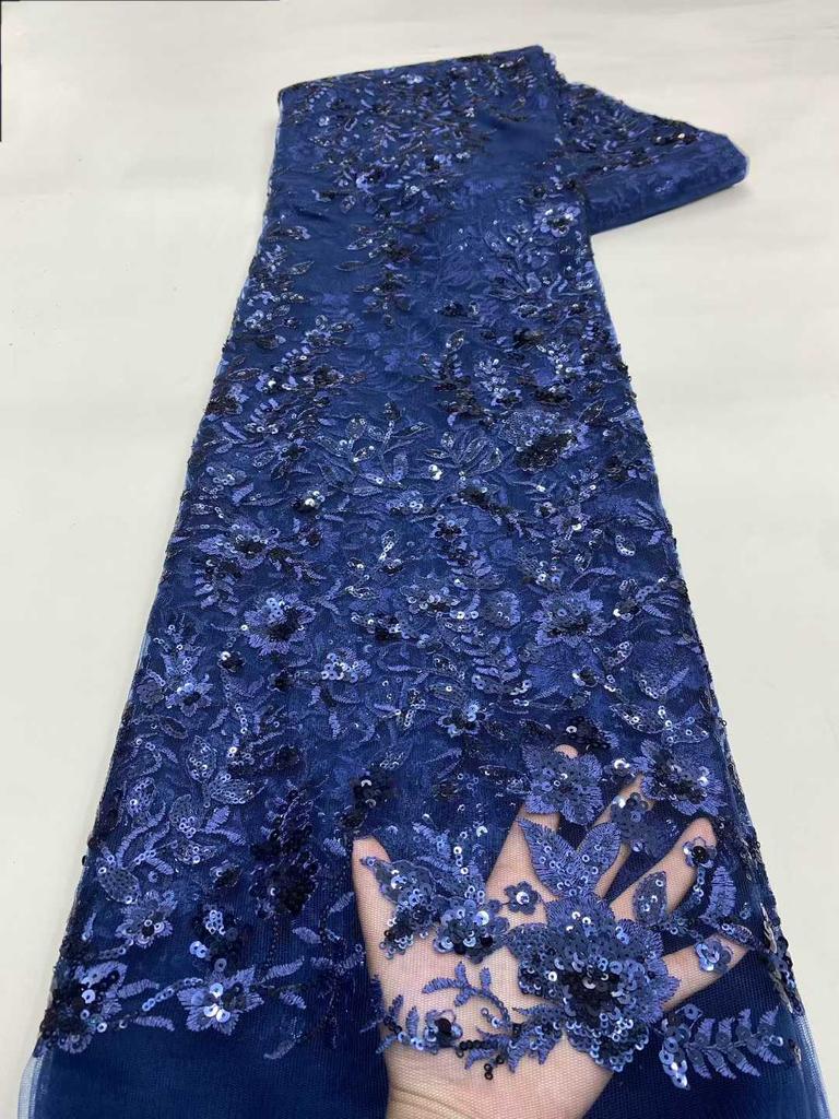 Luxury African Net Lace Fabric 2026 High Quality Sequins Lace Fabrics For Nigerian Wedding French Tulle Lace Fabric Dress Women