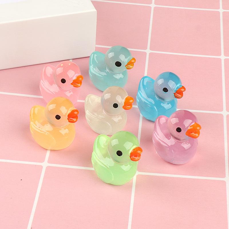 10/20/50Pcs 26.5X25Mm Mini Glow Little Duck Diy Resin Accessories Cartoon Jewelry Decoration Transparent 3D White Duck