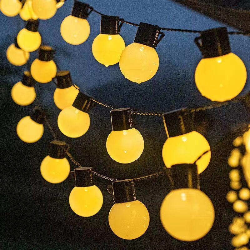 Solar LED G50 Waterproof Outdoor String Lights - Round Bulbs for Camping and Ambiance