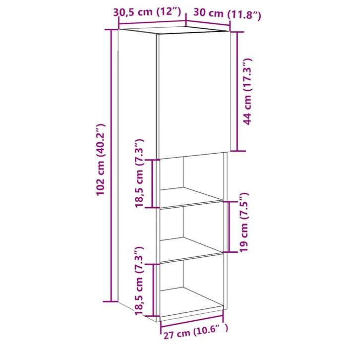 VidaXL Meubles TV avec lumières LED 2pcs chêne artisanal 30,5x30x102cm, support TV, armoire média, console TV, meuble HiFi, 857679