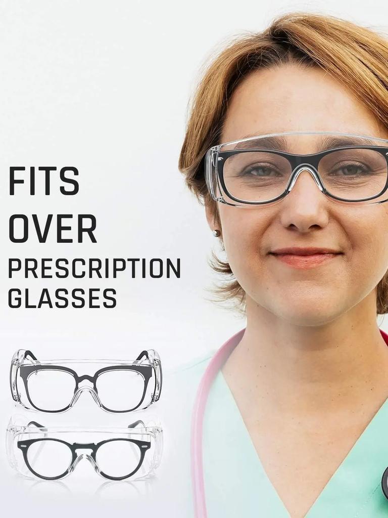 4 Pack Clear Safety Glasses bulk, Lightweight Protective Eyewear For Men Women, Over Goggles Impact Scratch Resistant