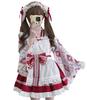 XHSUKADO Kimono Set Retro Mini and Ribbon Long Showa Era Rabbit Shrine Maiden Check Size M Women's 4-Piece (Summer/Autumn), Yukata, Skirt, Apron, Obi,