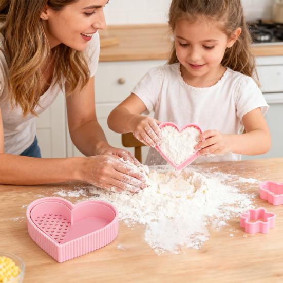 Heart-shaped Corn Starch Tapper Box Leak-Proof Powder Container Anti-Stick Dusting Tool for Polymer Clay