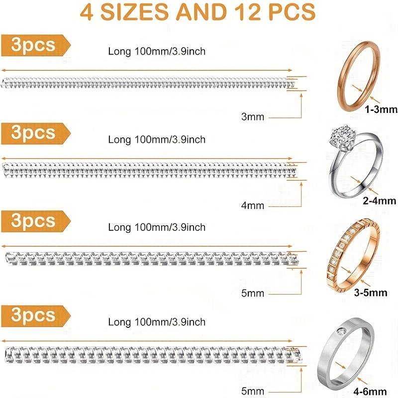 12pcs A Pack of 4 Sizes Ring Adjusters Transparent Spring Rope