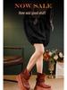 Women's 2025 Height-Increasing Martin Boots - Washed Cowhide Platform Ankle Boots with Buckle and Thick Sole