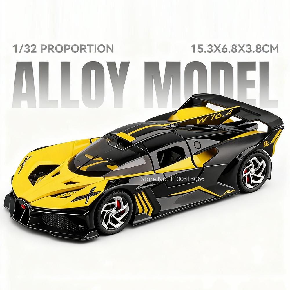 

1:32 Scale Atlantic Bolide Cars Toy Alloy Models Wheel Pull Back Miniature Supercar Exquisite Interior Vehicle Collect Souvenirs
