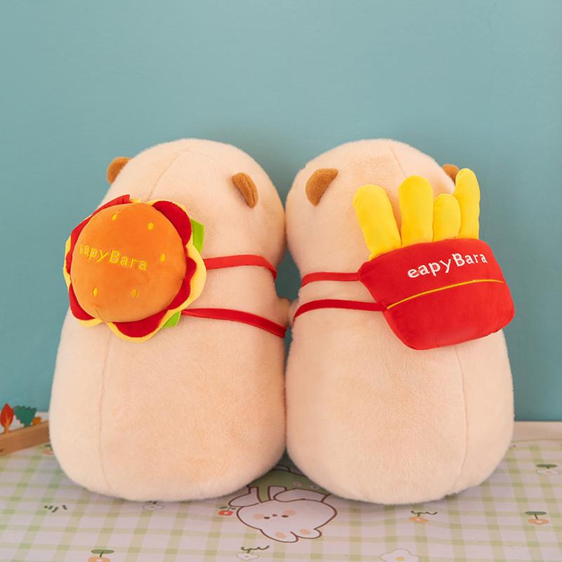 Burger Fries Capybara Apron Shaped Plush Doll Childrens Birthday Gift Home Decor