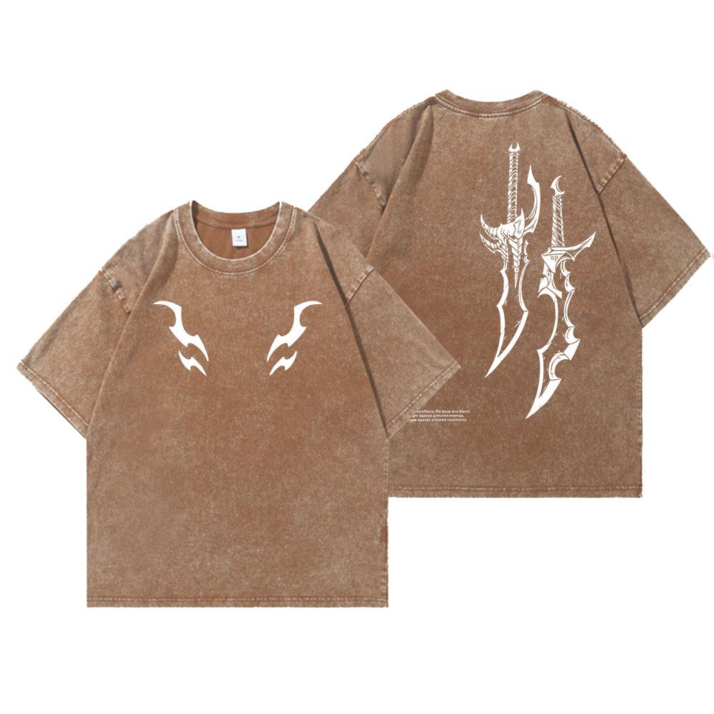 Anime Solo Leveling Potisk Vintage Prané Tričko Harajuku Grafické Pánské Dámské Letní Tričko Ležérní Bavlněné Volné Top