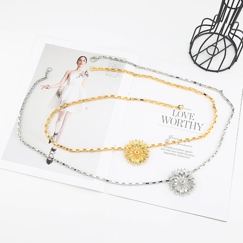 Light Luxury Sunflower Waist Chain Women'S Niche Texture Retro Small Daisy Belt Chain Accessories Retro