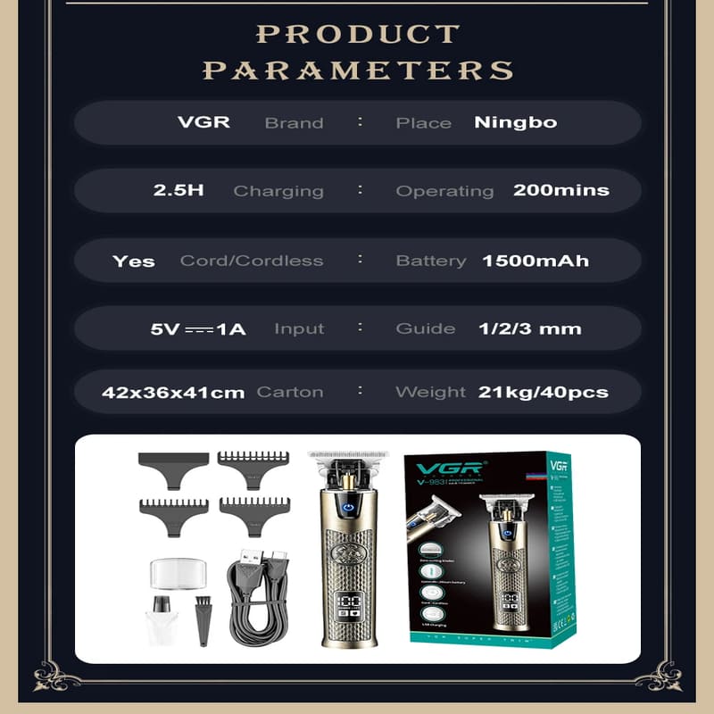 Universal High-quality High-power Hair Clipper LCD Digital Display Electric Clipper Home Engraving Men's Shaving Barber Shop Electric Clipper