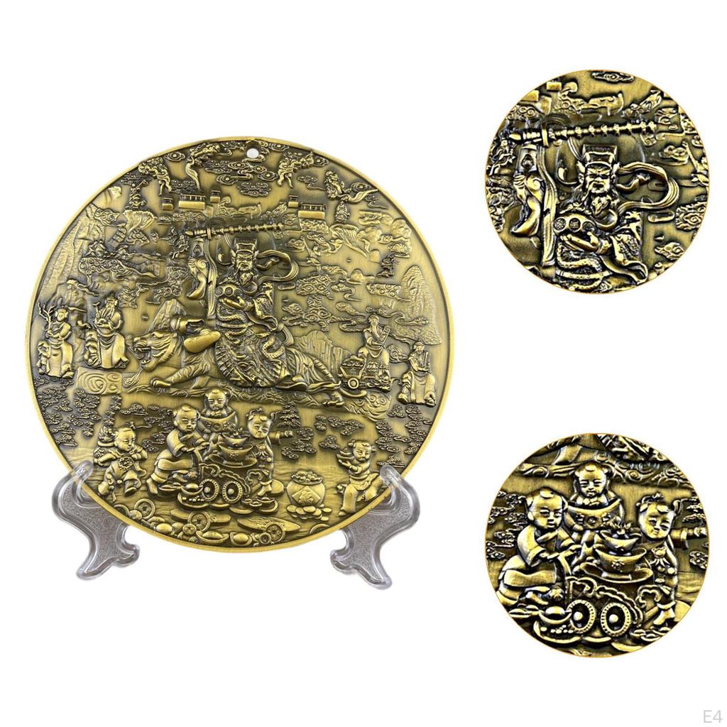 Decorative Plate Chinese God of Wealth Statue Sculpture Household Fenshui Ornament with Display
