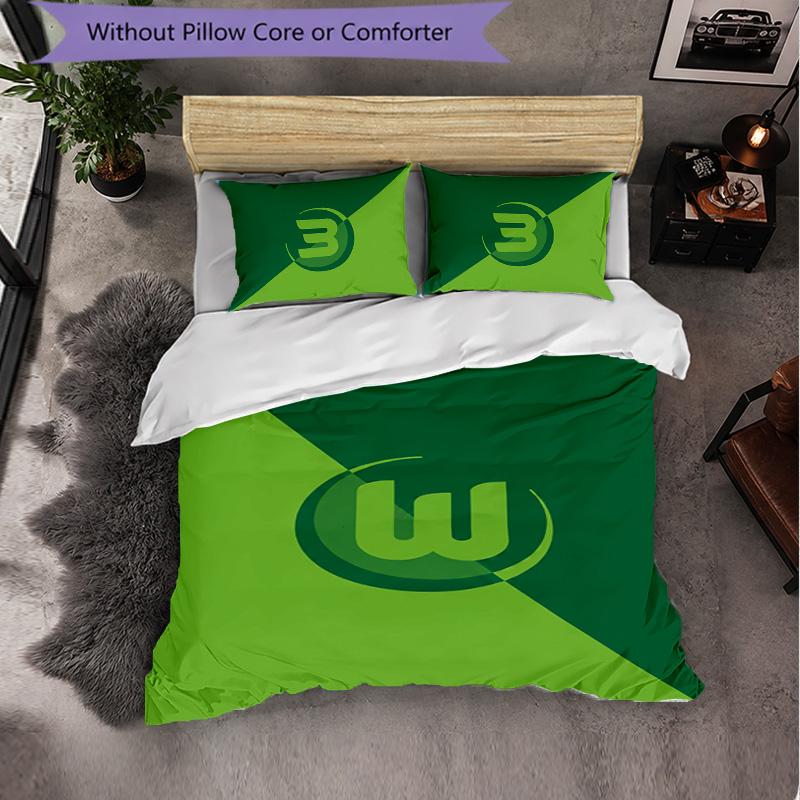VfL Wolfsburg FC Thema Beddengoed 3-delige Dekbedovertrek Set Decoratief Beddengoed Voor Tienerkamer Woondecoratie