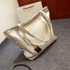 PU Leather Shoulder Bag Metallic Alligator Pattern Handbag for Easy Organization