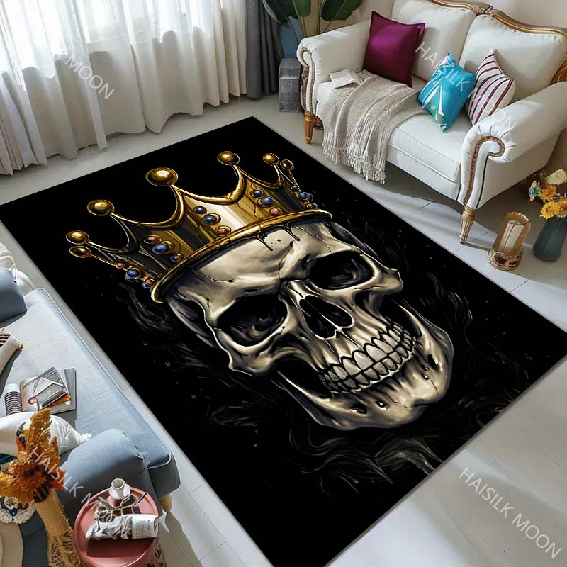 Creative Skeleton King Pattern Carpet for Living Room Bedroom Bedside Floor Mat Cloakroom Kids Activity Area Rugs Large Size