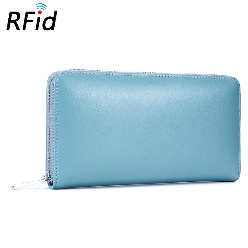 Genuine Leather RFID Long Wallet & Passport Holder with Multifunctional Accordion Card Slots for Men & Women