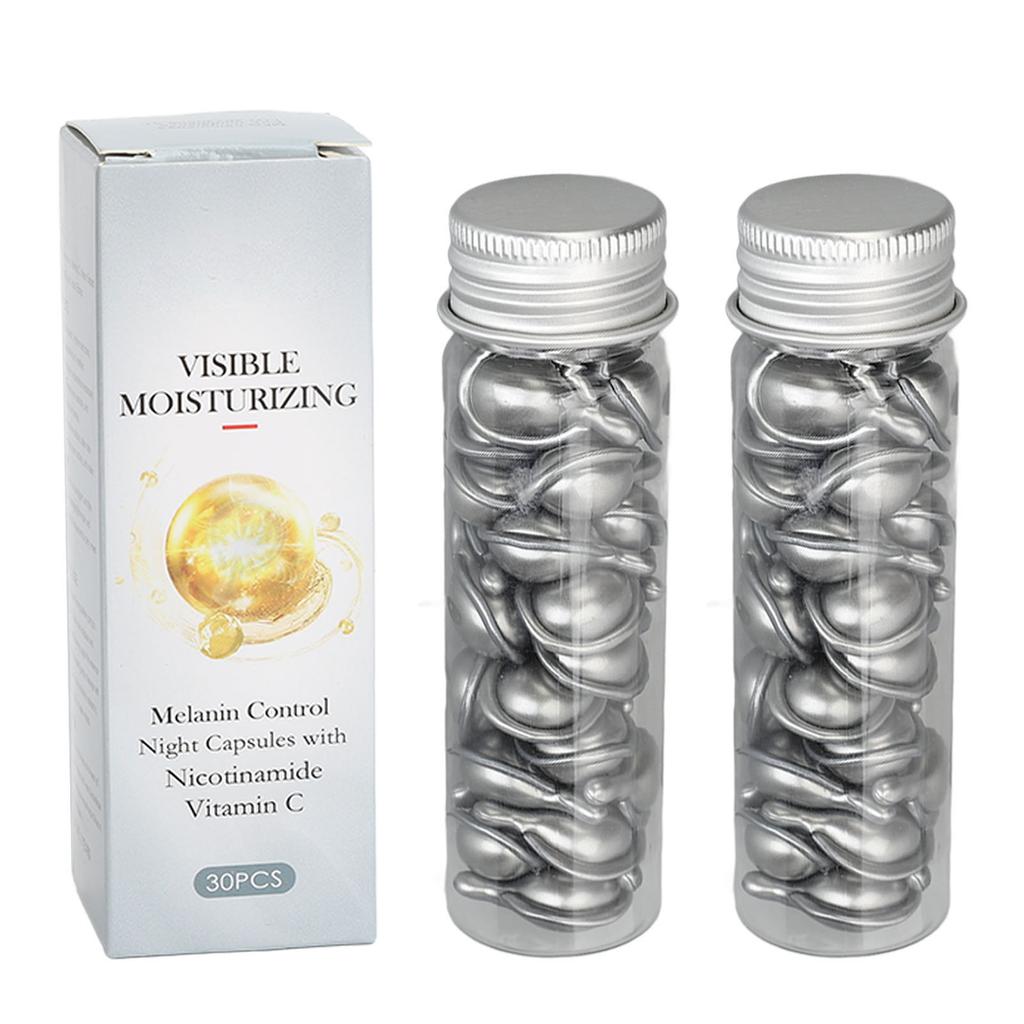 60pcs Nicotinamide Capsules Skin Brightening Fade Spot Skin Moisturizing Whitening Skincare Capsules with 2 Storage