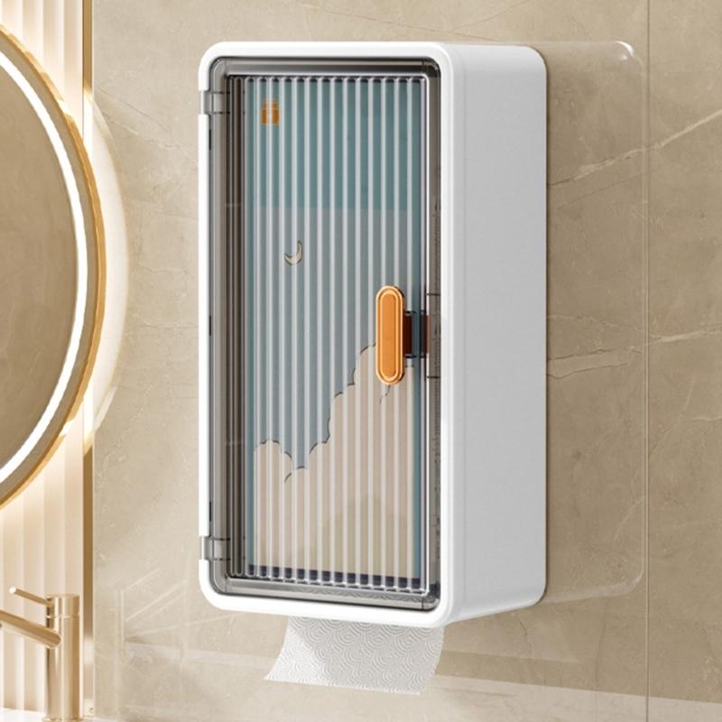No Drilling Wall Hanging Tissue Box/Storage Shelf Elegant Paper Towel Dispenser Hanging Rack for Kitchen and Living Room