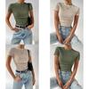 Spring Summer Slim Fit Knit Tshirt With Pleated Detail For Casual Streetwear
