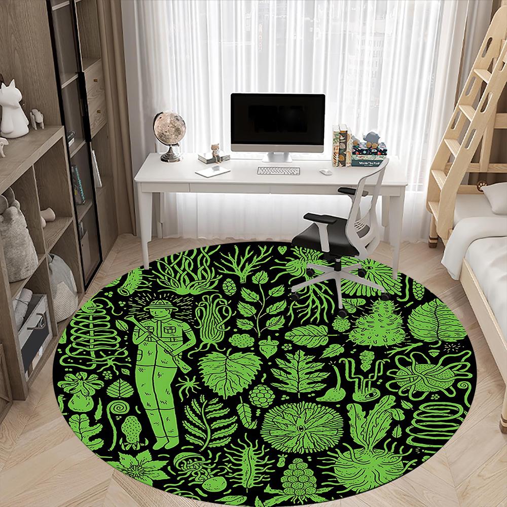 1pc Nature Explorer Office Round Area Rug, Indoor Mat Suitable ForOffice, Under Office Chairs Bedroom Living Room Home Decor, Room Decot039