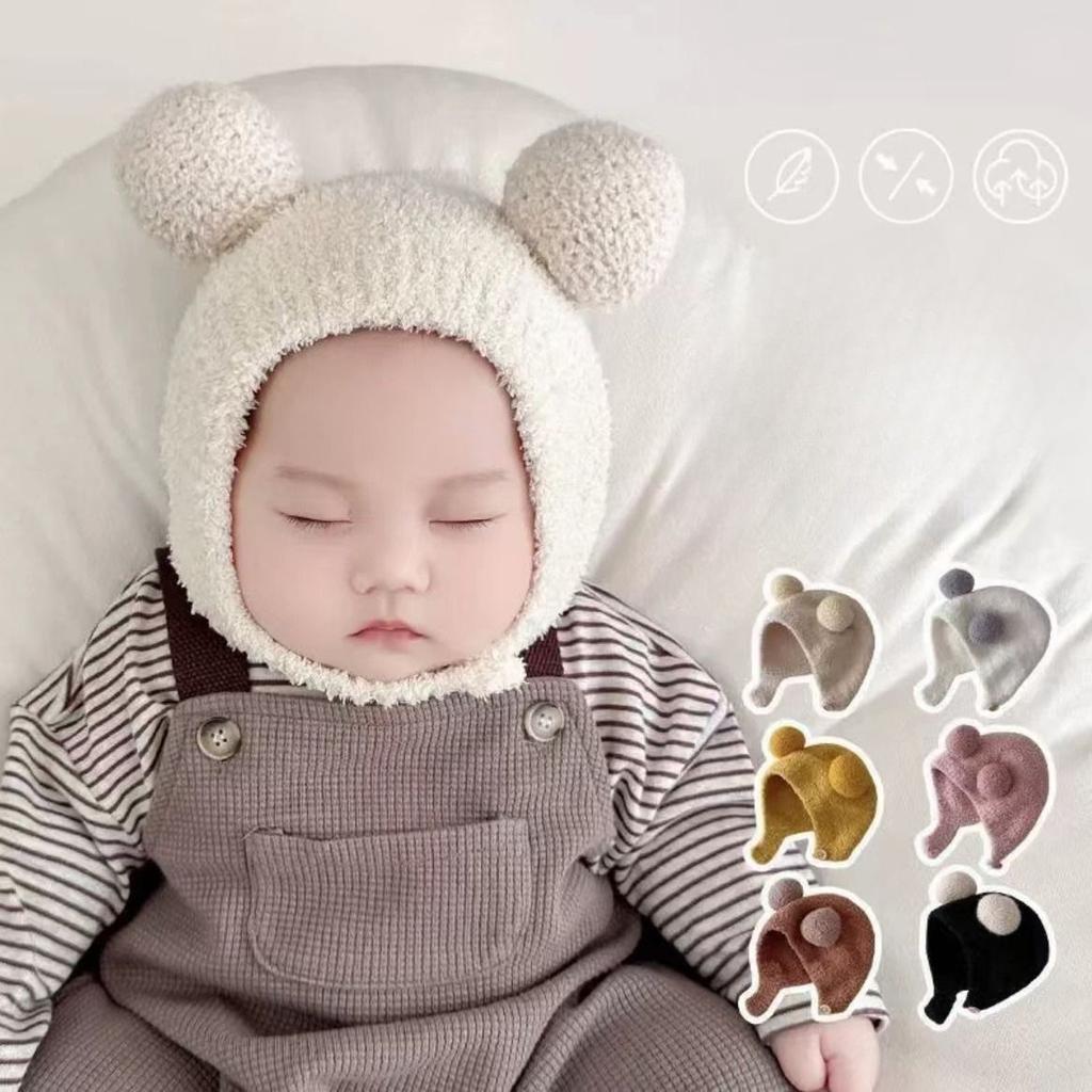 Baby Hat Fashion Ins Double Ball Warm Baby Ear Protection Hat Children's Woolen Hat