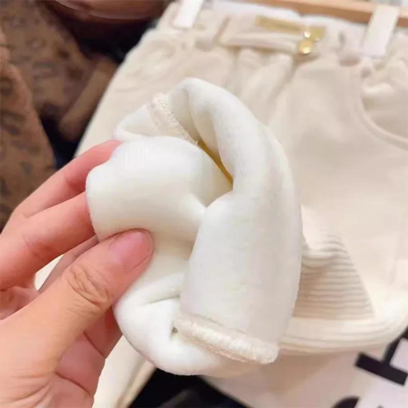 Jesień Zima Dziecięce Ciepłe Spodnie Dziewczęce Sztruksowe Grube Odzież Wierzchnia Spodnie Sportowe 1-9L Odzież Dziecięca Casualowe Spodnie z Wysokim Stanem